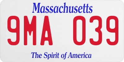 MA license plate 9MA039