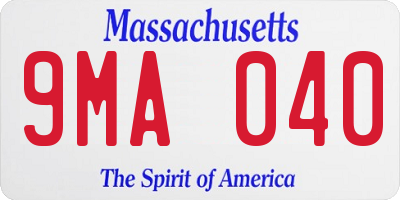 MA license plate 9MA040