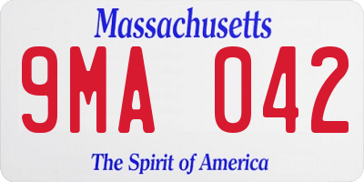 MA license plate 9MA042
