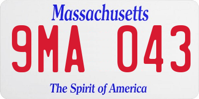 MA license plate 9MA043