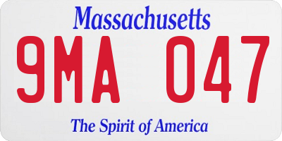 MA license plate 9MA047