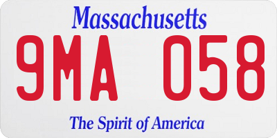 MA license plate 9MA058