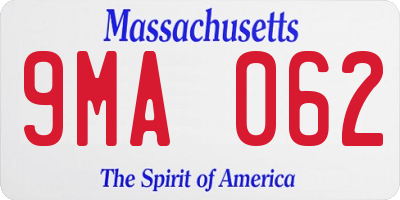 MA license plate 9MA062