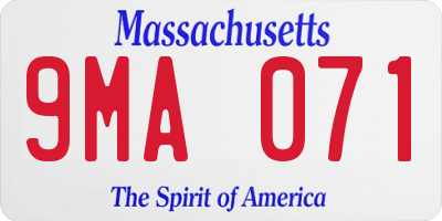 MA license plate 9MA071