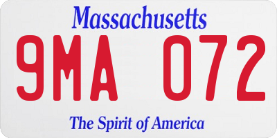 MA license plate 9MA072