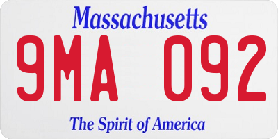 MA license plate 9MA092