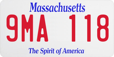 MA license plate 9MA118