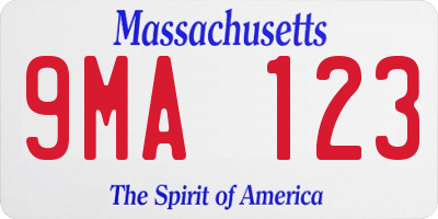MA license plate 9MA123
