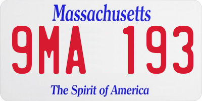 MA license plate 9MA193