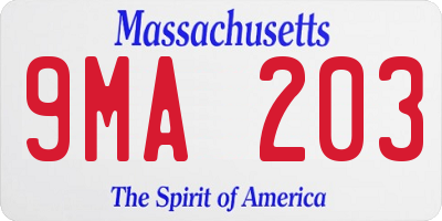MA license plate 9MA203