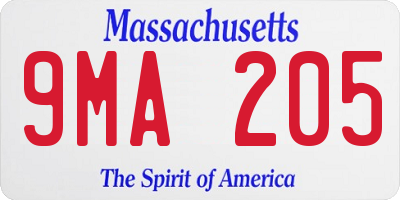 MA license plate 9MA205