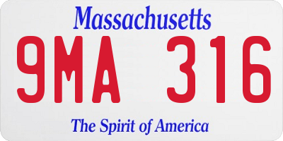 MA license plate 9MA316