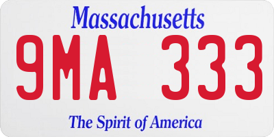 MA license plate 9MA333