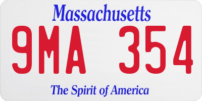 MA license plate 9MA354