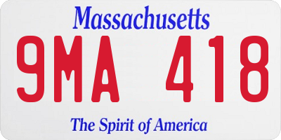 MA license plate 9MA418