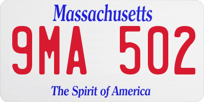 MA license plate 9MA502