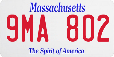 MA license plate 9MA802