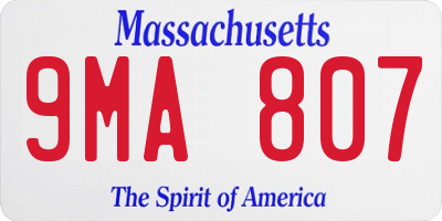 MA license plate 9MA807