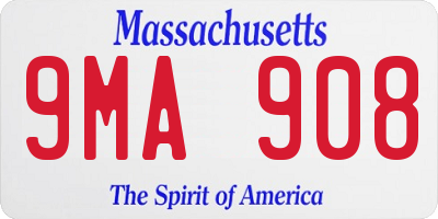 MA license plate 9MA908