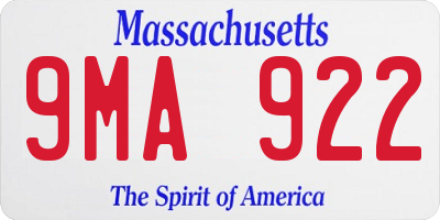 MA license plate 9MA922