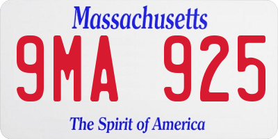 MA license plate 9MA925