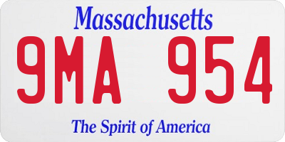MA license plate 9MA954