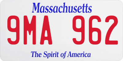 MA license plate 9MA962