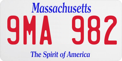 MA license plate 9MA982