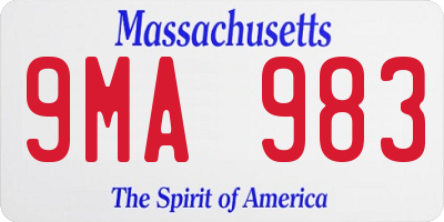 MA license plate 9MA983