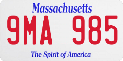 MA license plate 9MA985