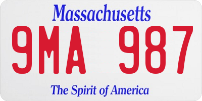 MA license plate 9MA987