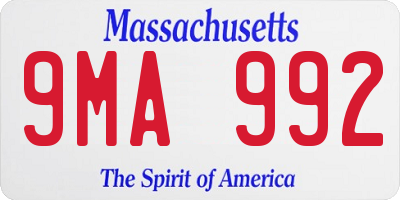 MA license plate 9MA992