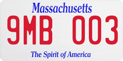 MA license plate 9MB003