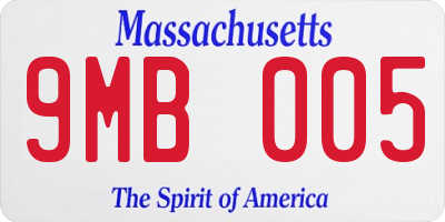 MA license plate 9MB005