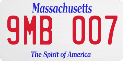 MA license plate 9MB007