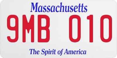 MA license plate 9MB010