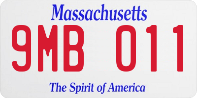 MA license plate 9MB011