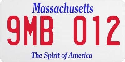 MA license plate 9MB012