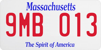 MA license plate 9MB013