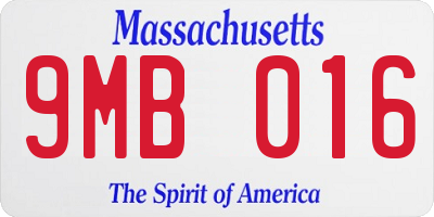 MA license plate 9MB016