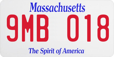 MA license plate 9MB018