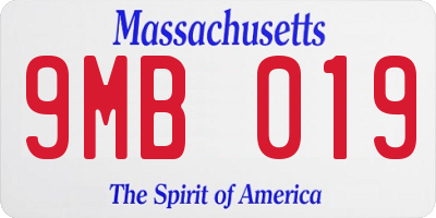 MA license plate 9MB019