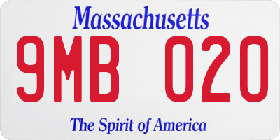 MA license plate 9MB020