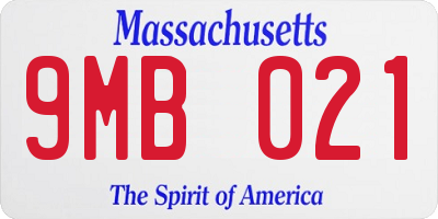 MA license plate 9MB021