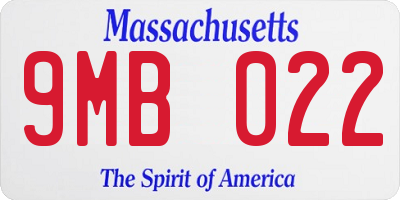 MA license plate 9MB022