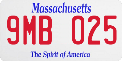 MA license plate 9MB025