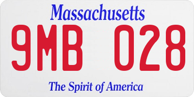 MA license plate 9MB028