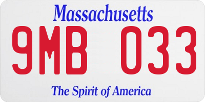 MA license plate 9MB033