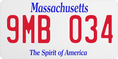 MA license plate 9MB034