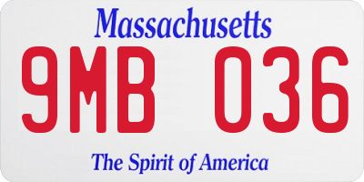 MA license plate 9MB036